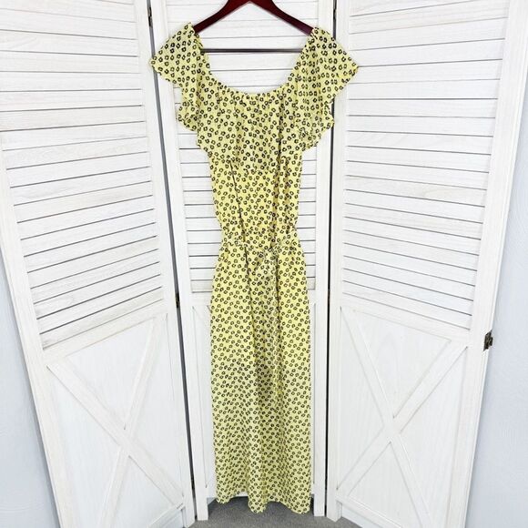 1. State Lavender Fields Floral Off The Shoulder Maxi Dress Yellow Medium - Picture 10 of 15